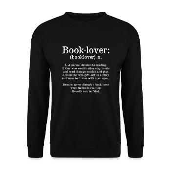 Buchliebhaber Nomen Buchliebhaber Lesegeschenk - Unisex Pullover - Schwarz - Vorne - Alina (178cm) & Michal (187cm)