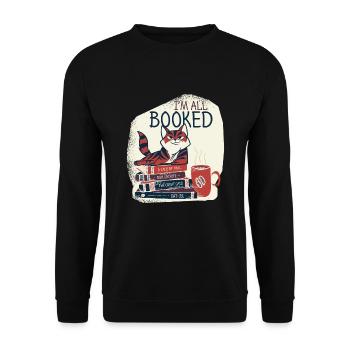 I am All Booked Book Lover Books Read Books - Unisex Sweatshirt - black - Front - Alina (178cm) & Michal (187cm)