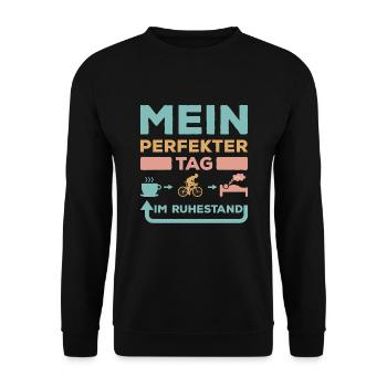 Perfekter Tag im Ruhestand Fahrrad Kaffee Schlafen - Unisex Pullover - Schwarz - Vorne - Alina (178cm) & Michal (187cm)