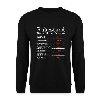 Ruhestand Zeitplan Rentner Rentnerin Rente Pension - Unisex Pullover - Schwarz - Vorne - Alina (178cm) & Michal (187cm)
