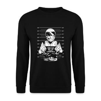 Biker Motorradfahrer Motorrad Motorradfahren Bike - Unisex Pullover - Schwarz - Vorne - Alina (178cm) & Michal (187cm)