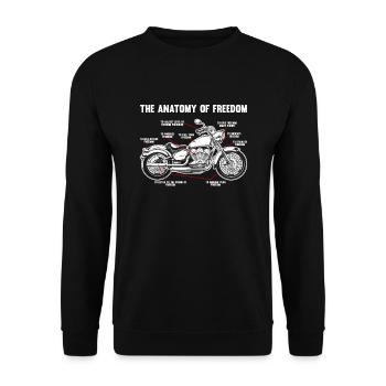 Anatomie der Freiheit Motorradfahrer Motorradfahre - Unisex Pullover - Schwarz - Vorne - Alina (178cm) & Michal (187cm)
