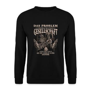Schädel der Feinde - Unisex Pullover - Schwarz - Vorne - Alina (178cm) & Michal (187cm)
