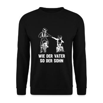 Wie der Vater so der Sohn Motocross Motorrad - Unisex Pullover - Schwarz - Vorne - Alina (178cm) & Michal (187cm)