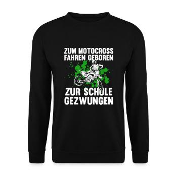 Motocross Fahren zur Schule Gezwungen Biker - Unisex Pullover - Schwarz - Vorne - Alina (178cm) & Michal (187cm)