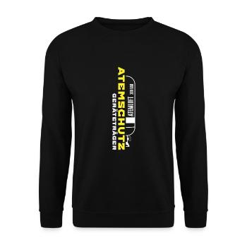 Feuerwehr Atemschutz Feuerwehrmann Geräteträger - Unisex Pullover - Schwarz - Vorne - Alina (178cm) & Michal (187cm)
