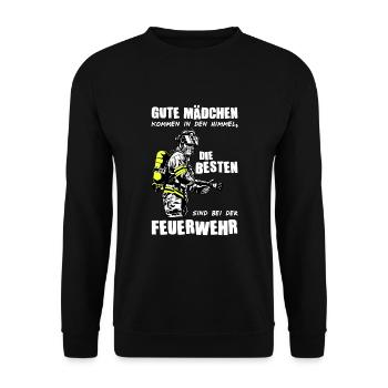Feuerwehrfrau Freiwillige Feuerwehr Ehrenamt - Unisex Pullover - Schwarz - Vorne - Alina (178cm) & Michal (187cm)