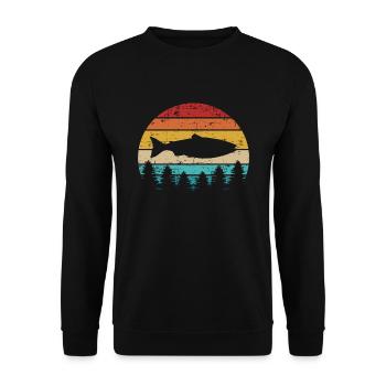 Lachs - Unisex Pullover - Schwarz - Vorne - Alina (178cm) & Michal (187cm)