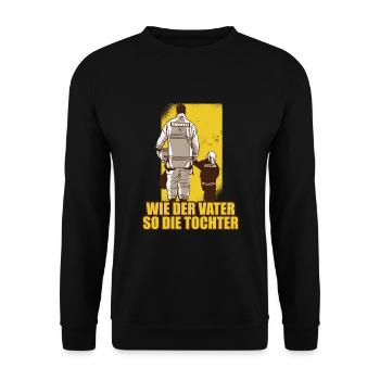 Vater & Tochter Feuerwehr Ehrenamt Feuerwehrmann - Unisex Pullover - Schwarz - Vorne - Alina (178cm) & Michal (187cm)