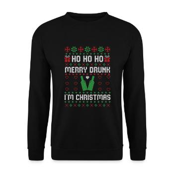 Joyeux ivre je suis Noël laid Noël à boire - Sweat-shirt Unisexe - noir - Devant - Alina (178cm) & Michal (187cm)
