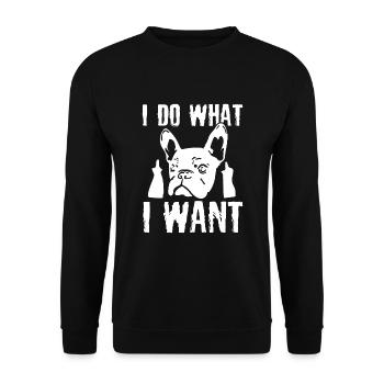 I do what I want French Bulldog Fra - Unisex Sweatshirt - black - Front - Alina (178cm) & Michal (187cm)