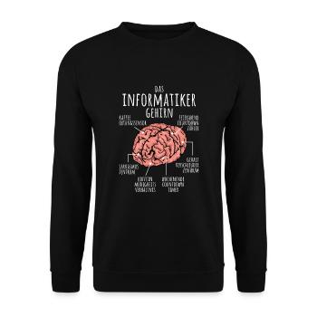 Informatiker Gehirn Programmierer Nerd IT Student - Unisex Pullover - Schwarz - Vorne - Alina (178cm) & Michal (187cm)