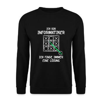 Ich bin Informatiker Lösung Spruch Computer Nerd G - Unisex Pullover - Schwarz - Vorne - Alina (178cm) & Michal (187cm)
