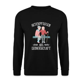 Altenpfleger aus Leidenschaft Pflegekraft Pflege G - Unisex Pullover - Schwarz - Vorne - Alina (178cm) & Michal (187cm)