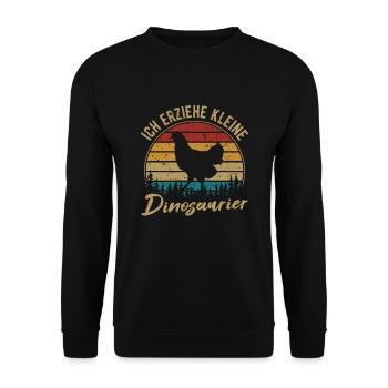 Ich erziehe kleine Dinosaurier Hühner Landwirt Huh - Unisex Pullover - Schwarz - Vorne - Alina (178cm) & Michal (187cm)