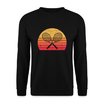 Tennis raquette rétro joueur de tennis vintage - Sweat-shirt Unisexe - noir - Devant - Alina (178cm) & Michal (187cm)