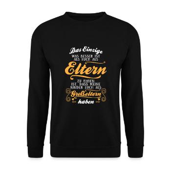 Kinder euch als Großeltern haben Werdende Oma Opa - Unisex Pullover - Schwarz - Vorne - Alina (178cm) & Michal (187cm)