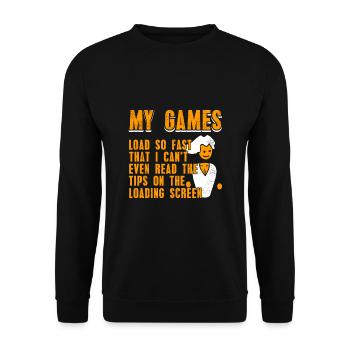 Meine Spiele laden so schnell PC Master-Rennen - Unisex Pullover - Schwarz - Vorne - Alina (178cm) & Michal (187cm)