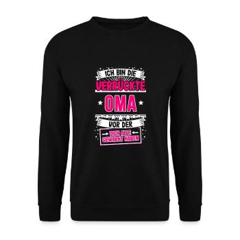 Ich bin die verrückte Oma Großmutter Oma Sprüche G - Unisex Pullover - Schwarz - Vorne - Alina (178cm) & Michal (187cm)