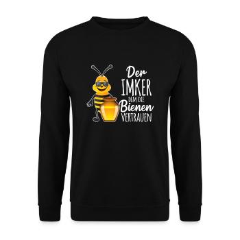 Der Imker dem die Bienen vertrauen Bienenzüchter I - Unisex Pullover - Schwarz - Vorne - Alina (178cm) & Michal (187cm)