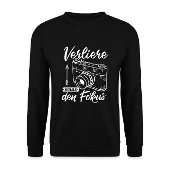 Photographer Never lose focus Photography Fot - Unisex Sweatshirt - black - Front - Alina (178cm) & Michal (187cm)