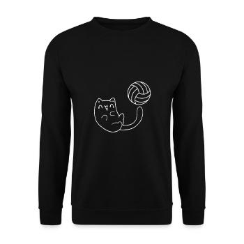 Cute cat is playing volleyball - Unisex Sweatshirt - black - Front - Alina (178cm) & Michal (187cm)