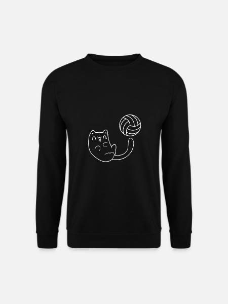 Niedliche Katze spielt Volleyball - Unisex Pullover - Schwarz
