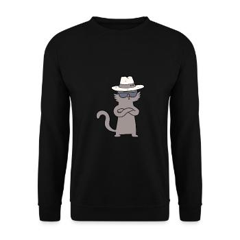 Cool cat chartoon character boy girl kid - Unisex Sweatshirt - black - Front - Alina (178cm) & Michal (187cm)