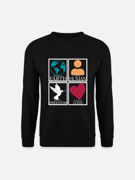 Geburtsort Erde Mensch Freiheit Liebe Frieden - Unisex Pullover - Schwarz