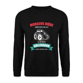 Landwirt Güllebaron Feld Bauer Trecker Traktor - Unisex Pullover - Schwarz - Vorne - Alina (178cm) & Michal (187cm)
