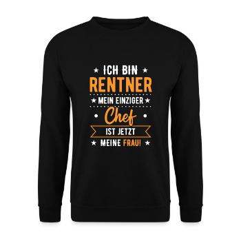 Opa Ich Bin Rentner Mein Einziger Chef Meine Frau - Unisex Pullover - Schwarz - Vorne - Alina (178cm) & Michal (187cm)