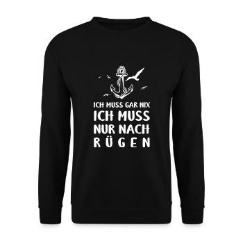 Ostsee Ich Muss Garnix Ich Muss Nur Nach Rügen Ank - Unisex Pullover - Schwarz - Vorne - Alina (178cm) & Michal (187cm)
