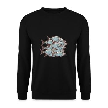 Fischschwarm - Unisex Pullover - Schwarz - Vorne - Alina (178cm) & Michal (187cm)