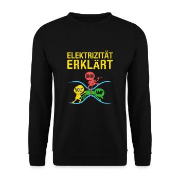 Elektriker Elekrizität Erklärt Ohm Volt Amp - Unisex Pullover - Schwarz - Vorne - Alina (178cm) & Michal (187cm)
