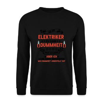 Elektriker Ich Kann Dummheit Nicht Reparieren Hand - Unisex Pullover - Schwarz - Vorne - Alina (178cm) & Michal (187cm)