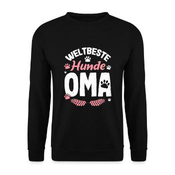 Großmutter Weltbeste Hunde Oma Omi Enkel Familie U - Unisex Pullover - Schwarz - Vorne - Alina (178cm) & Michal (187cm)