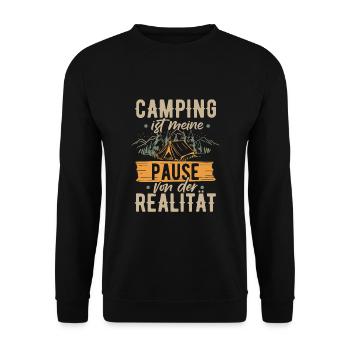 Camping Ist Meine Pause Von Der Realität Camper Wo - Unisex Pullover - Schwarz - Vorne - Alina (178cm) & Michal (187cm)