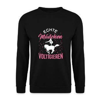 Echte Mädchen Voltigieren Reiter Pferdebesitzer St - Unisex Pullover - Schwarz - Vorne - Alina (178cm) & Michal (187cm)
