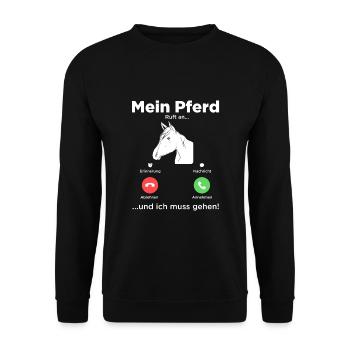 Mein Pferd Ruft An Reiten Pferdebesitzer Stall Huf - Unisex Pullover - Schwarz - Vorne - Alina (178cm) & Michal (187cm)
