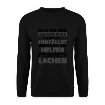 Du Und Ich Sind Geschwister Bruder Söhne Nachwuchs - Unisex Pullover - Schwarz - Vorne - Alina (178cm) & Michal (187cm)