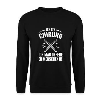 Ich Bin Chirurg Ich Mag Offene Menschen Chefarzt M - Unisex Pullover - Schwarz - Vorne - Alina (178cm) & Michal (187cm)