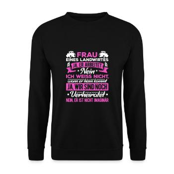 Frau Eines Landwirtes Traktorfahrer Agrar Landwirt - Unisex Pullover - Schwarz - Vorne - Alina (178cm) & Michal (187cm)
