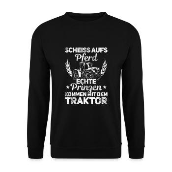 Scheiß Aufs Pferd Echte Prinzen Kommen Mit Dem Tra - Unisex Pullover - Schwarz - Vorne - Alina (178cm) & Michal (187cm)