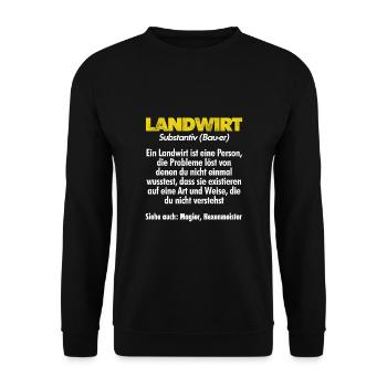 Landwirt Definition Bauer Traktor Fahrer Agrar Tre - Unisex Pullover - Schwarz - Vorne - Alina (178cm) & Michal (187cm)