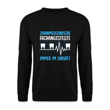 Zahnmedizinische Fachangestellte Zahnarztpraxis He - Unisex Pullover - Schwarz - Vorne - Alina (178cm) & Michal (187cm)