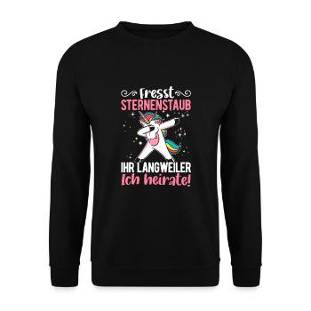 Fresst Meinen Sternenstaub Einhorn Liebhaber Einhö - Unisex Pullover - Schwarz - Vorne - Alina (178cm) & Michal (187cm)