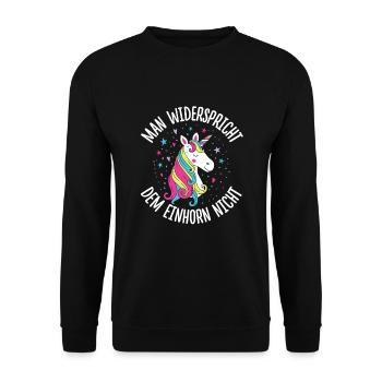 Man Widerspricht Dem Einhorn Nicht Einhörner Glitz - Unisex Pullover - Schwarz - Vorne - Alina (178cm) & Michal (187cm)