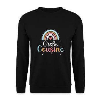 Große Cousine Nachwuchs Familie Verwandtschaft - Unisex Pullover - Schwarz - Vorne - Alina (178cm) & Michal (187cm)