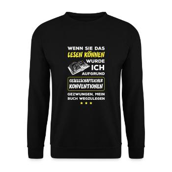 Wenn Sie Das Lesen Können Wurde Ich Gezwungen Mein - Unisex Pullover - Schwarz - Vorne - Alina (178cm) & Michal (187cm)