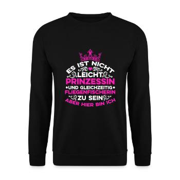 Fliegenfischer Prinzessin Fliegenfischen Angler An - Unisex Pullover - Schwarz - Vorne - Alina (178cm) & Michal (187cm)
